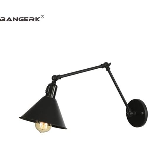 Industrial Loft Long Arm LED Wall Light Double Band Switch Sconce Wall Lights Flexible Iron Retro Wall Lamp Home Decor Lighting