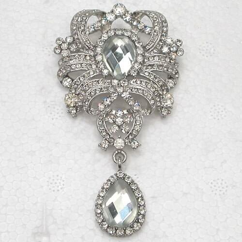 Clear Rhinestone Flower Pin brooches Wedding party prom C882 A