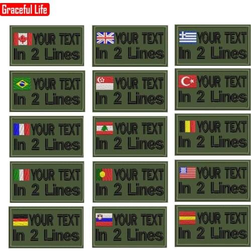 9*5cm size Rectangular custom flag name patch hook on badge military patches for clothing bag