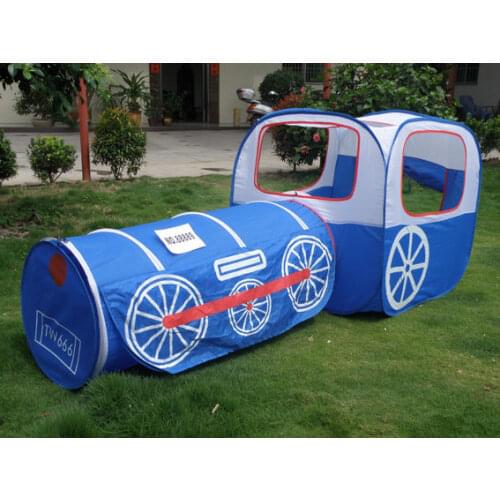 190cm Indoor and outdoor train tent foldable children game tube house kids park travel picnic facility tent baby toy gift