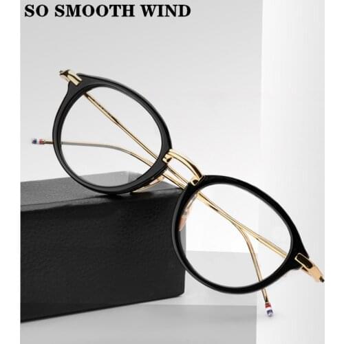 Thom Design Acetate Alloy Glasses Frame Men Women Retro Round Circle Eyeglasses Myopia Optical Prescription Eyewear Oculos TB011
