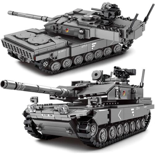 WW2 Tanks Army Main Battle Tank Military Challenger Leopard 2A7+ Soldier Police Building Blocks Bricks Kids Children Toys Gifts