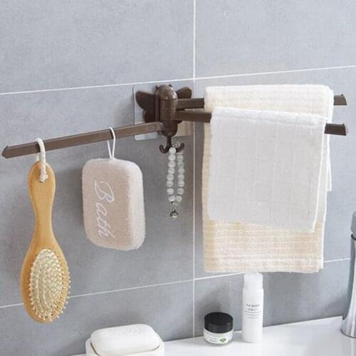 Towel Bar 180 degree Rotating Towel Rack Bathroom Kitchen Wall-mounted Towel Polished Rack Holder Accessory