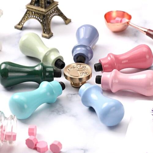 WYSE Wax Seal Stamp Accessories Macaron Color Wood Handle Portable Mini Seal Tool for DIY Wedding Decorative Sealling Stamp