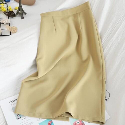 2021 Spring & summer women skirts one-step high waist pure color hip skirt A-line midi skirts Knee-Length Office Lady BSQ166