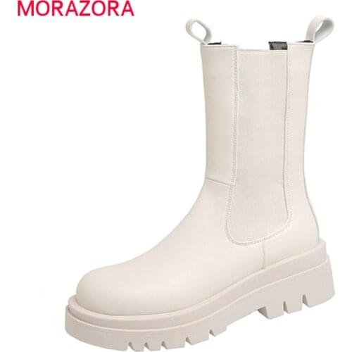 MORAZORA Big size 33-42 women boots square heels Chelsea Boots simple ladies shoes autumn winter solid color ankle boots