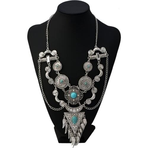LZHLQ 2020 Fashion Necklace Colar Vintage Bohemian Ethnic Choker Maxi Statement Necklace Women Jewelry Sets