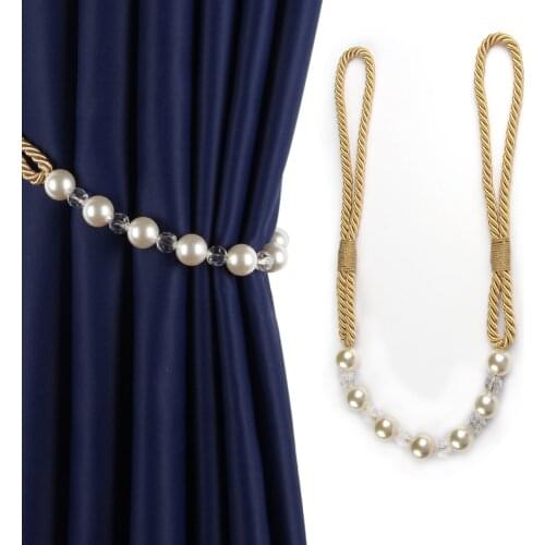 1Pc European Style Crystal Pearls Curtain Tieback Window Drapery Holdbacks Room Accessories Curtain Holder Rope Home Decorative