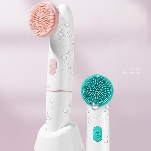 2 In 1 Electric Silicone Face Cleansing Brush Vibration Massage Face T Zone Deep Clean Remove Exfoliating Skin Care Tools