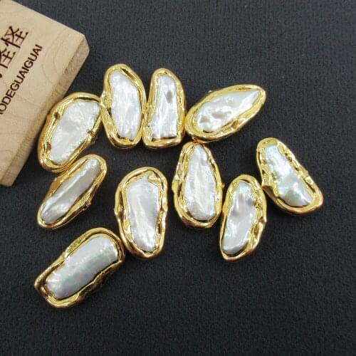 5PCS Nature Freshwater Biwa Pearl Gold Color Loose beads Spacer Beads Jewelry Findings DIY For Women Jewelry Making