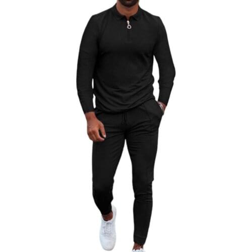 65% Dropshipping!!Solid Color Men Tracksuit Set Elastic Waist Skin-friendly Long Sleeve Pockets Sports Suit for Fitness