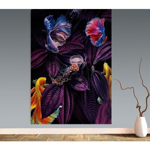 Leaves and goldfish abstract rhinestone Full square Diamond painting round DIY diamond art 5d mosaic full embroidery A2151