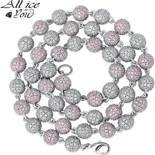 ALLICEONYOU New 6mm Miami SphericChains Choker Necklace Iced Out Micro Pave Cubic Zirconia Hip Hop Punk Fashion Jewelry For Gift