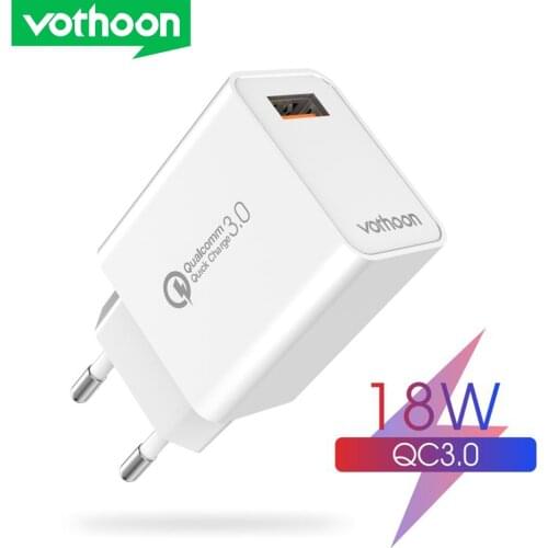 Vothoon Quick Charge 3.0 QC 18W USB Charger For Samsung S10 Xiaomi Redmi Note 8 Pro QC3.0 Fast Charging USB Wall Phone Charger