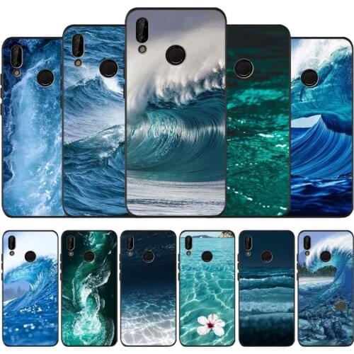 Blue sea Wave Black black soft Phone Case for huawei P40 P30 P20 P10 Pro lite P9 Lite nova 4E 6SE Psmart 2019 Y6 9 Prime