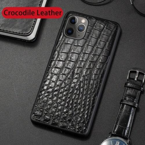 Natural Crocodile Leather Phone Case For iPhone 12 Mini 11 Pro Max For Apple X XS Max XR Luxury Alligator Neck Belly Tail Cover