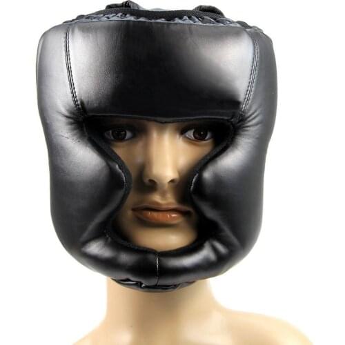Black Headgear Head Guard Training Helmet Kick Boxing Protection Gear Closed type boxing head guard / Head protection
