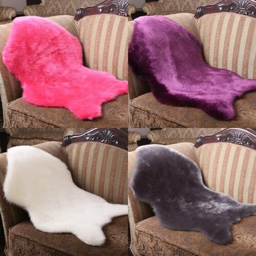 Home Artificial Sheepskin Hairy Carpet for Living Room Bedroom Rugs Skin Fur Plain Fluffy Area Rugs Washable Bedroom Faux Mat