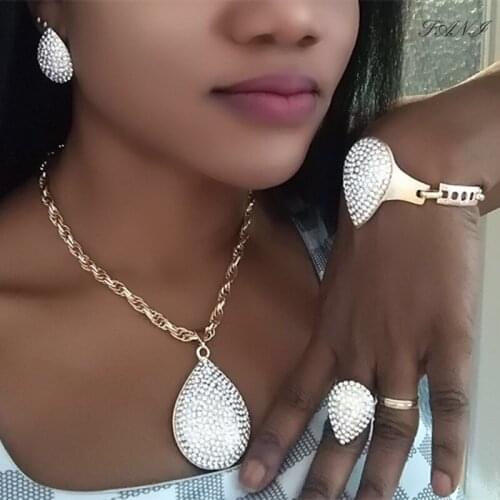 Fani Dubai Gold Bridal Jewelry Sets wholesale Nigerian Wedding woman accessories jewelry set Fashion African beads Jewelry Set