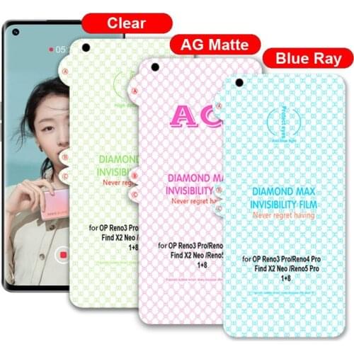 100PCS Diamond Max Insivibility Film For OPPO FINDX2/X2Pro/FIND X3/Reno3PRO/Reno5 Pro/FIND X2 Neo Hydrogel Film Screen Protector