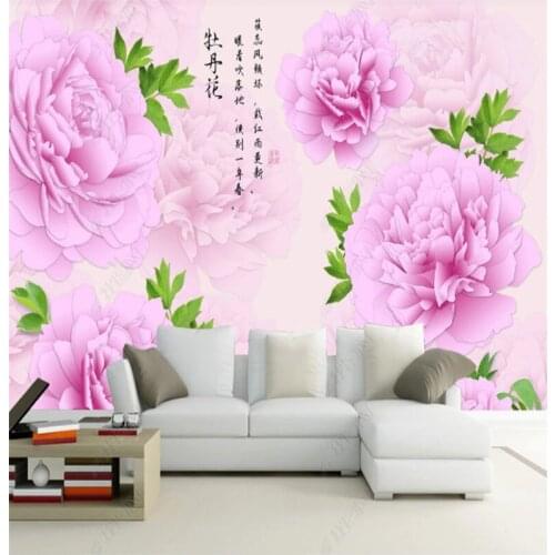 Beautiful Peony Wallpaper for Living Room Flower Chinese Style Classical Chinese TV Background Wall Paper Home Decor Mural