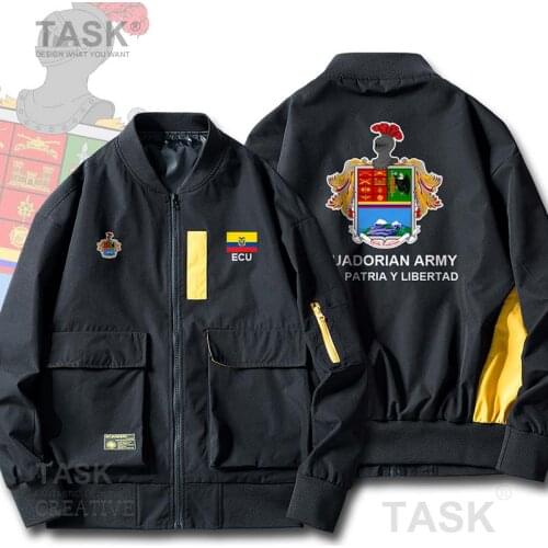 Bomber Military Biker Jacket Army Republic of Ecuador Ecuadorian ECU Tactical country Mens Bomber Zipper Jacket Motorcycle Coat