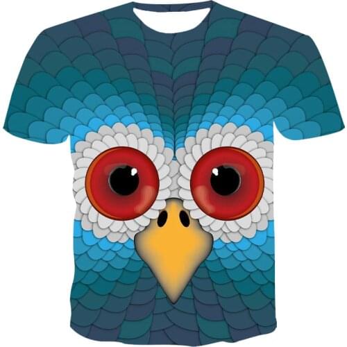 2021 New 3d Printing Anime Woodpecker Rabbit Summer T-Shirt Unisex Short-Sleeved T-Shirt Personality Round Neck Pullover