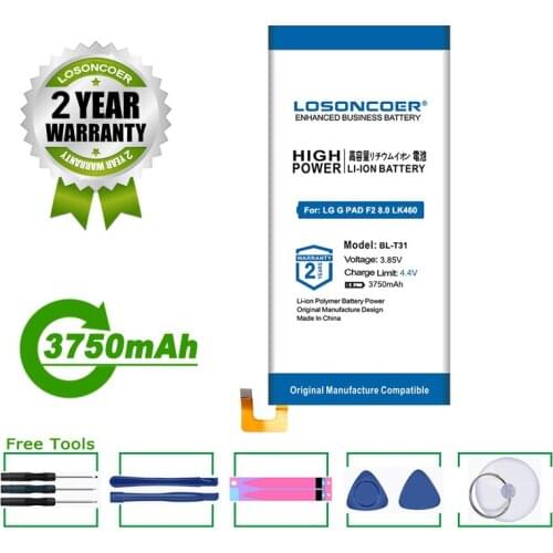 LOSONCOER Battery 3750mAh BL-T31 Battery For LG G PAD F2 8.0 LK460 SPRINT EAC63398901 Free Tools