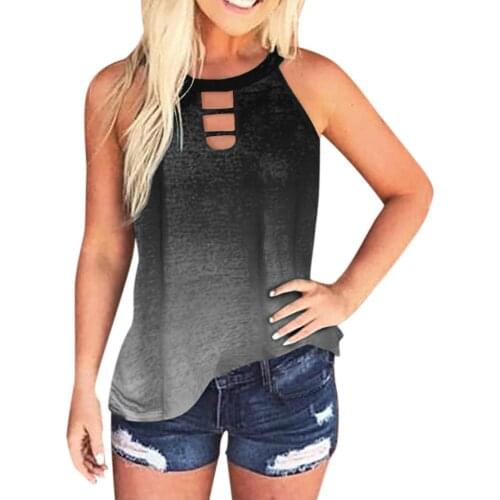 Fashion Womens Gradient Tshirt Tank Top Casual Summer Shirts Sleeveless Sexy Backless Tshirt Ropa Mujer Verano 2021 #P3