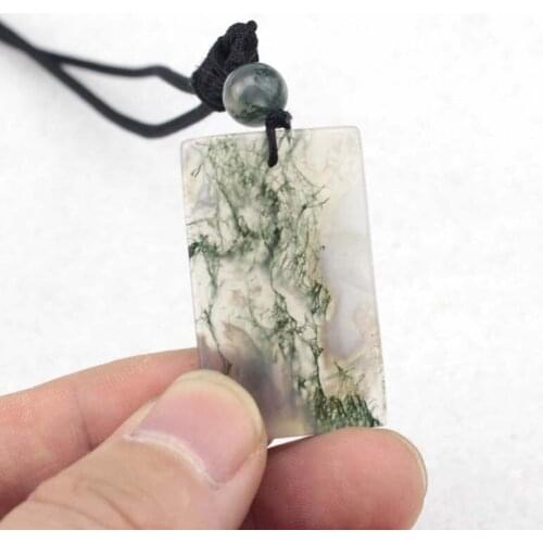 24x39mm Rectangle Shape Natural Moss agates Pendant Natural GEM Stone Pendant For Woman For Gift