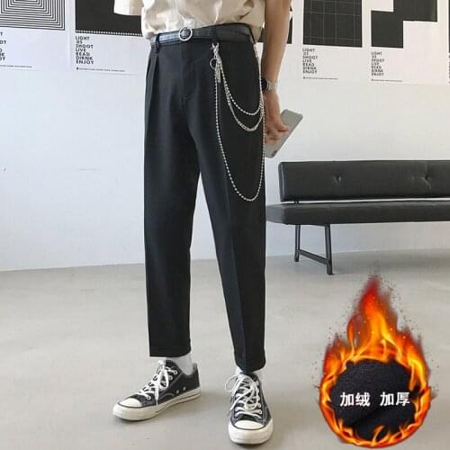 2020 Mens Western-style Trousers Thicken Velvet Fashion Suit Pants Haren Pants Leisure Grey/black Casual Pants Big Size 28-34