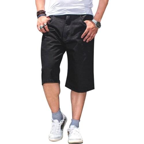 2021 Summer Men Jeans Shorts Oversized Loose Straight Streetwear Fashion Casual Comfortable Hip Hop Skateboard Black Denim Pants