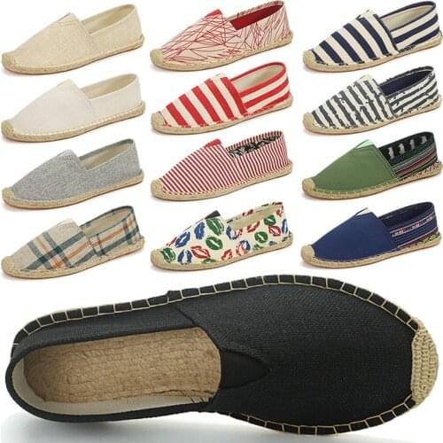 2021 Summer Autumn Men Canvas Shoes Breathable Mens Casual Shoes Slip-On Hemp Shoes Graffiti Espadrilles Women Footwear Flats