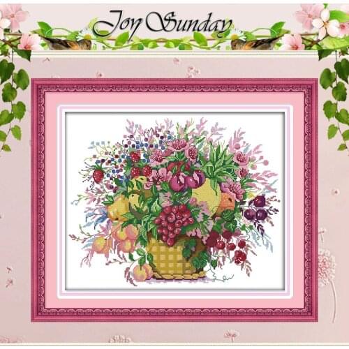 Cherry fruit basket Patterns Counted Cross Stitch 11CT 14CT Cross Stitch Set Wholesale Cross-stitch Kit Embroidery Needlework