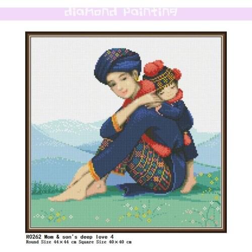 Mom & Sons Deep Love 4 Square & Round Diamond Complete Mosaic Painting Diamond Cross Stitch Kits Diamonds Embroidery Home Decor