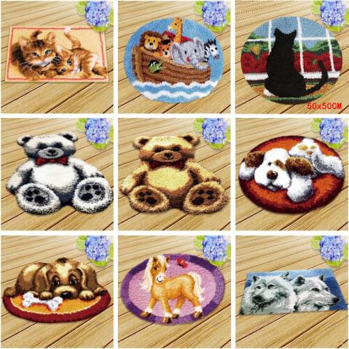 Latch Hook Kits Diy klink haak kussen Embroidered Carpet handwerken knooppakket Needlework Set Embroidery Crocheting Doormat