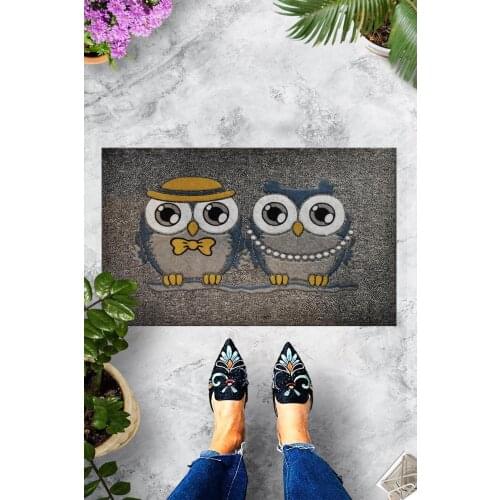 Northeaster Global Double Owl Gray Decorative Door Mat