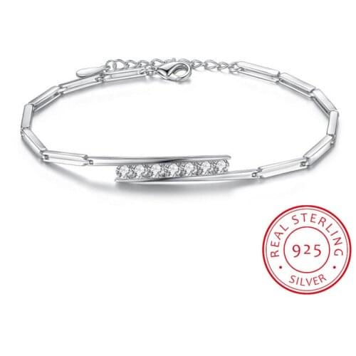 New Fashion 925 Sterling Silver Jewelry Luxury Simple Zirconia Women Bracelets & Bangles pulseira S-B49