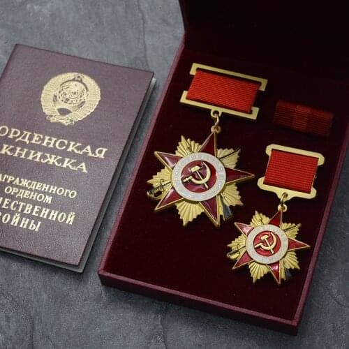 New Soviet Union 1942th Metal Badge Patriotic Hero Labor Venus Lenin Red Flag USSR CCCP Glory Honor Medal With Certificate Box