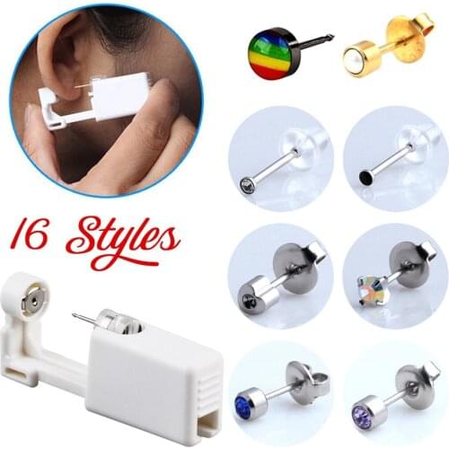 1 SET Disposable Sterile Ear Piercing Unit Cartilage Tragus Helix Piercing Gun NO PAIN Piercer Tool Machine Kit Stud DIY Jewelry