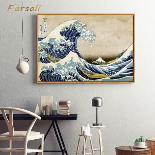 Japanese Style Traditional Posters Canvas Paintings Wave Kanagawa Wall Art Pictures For Living Room Study Room Morden Home Decor