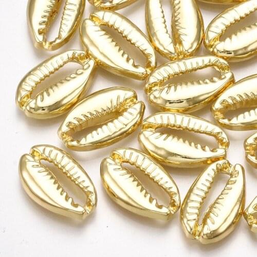 100pcs 19x12x4mm Alloy Cowrie Shell Pendants for necklace jewelry making,Light Gold F50