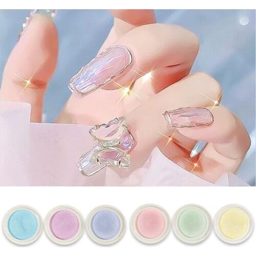 Transparent Shimmer Aurora Nail Glitter Dipping Powder Dust Mermaid Chrome Nails Art Decoration Accessories Manicure Pigment