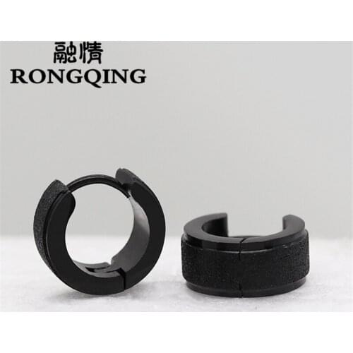 RONGQING 10pair/lot Frosted earrings for women man Clip Earring Stainless Steel Round Piercing Ear Cuff Wrap factory wholesale