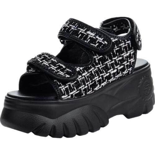 Summer 2021 Lattice Velcro Shoes Versatile Womens Casual Thick Soled Shoes Sandals for Women Sandal Platform Designer Sandals