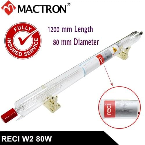 High Quality W2 80W Reci Laser Tube For Laser Cutting Machine Warranty 10 Months