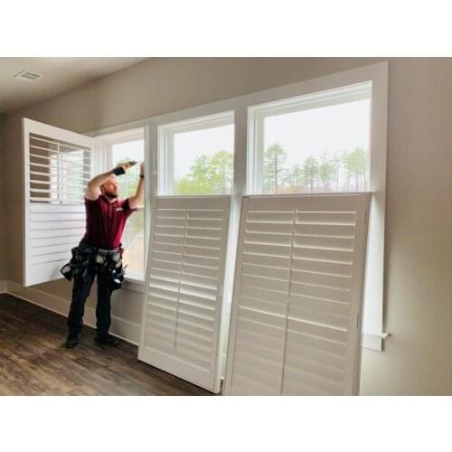 Custom Basswood Plantation Shutters Wooden Blinds Solid Wood Shutter Louvers PS239