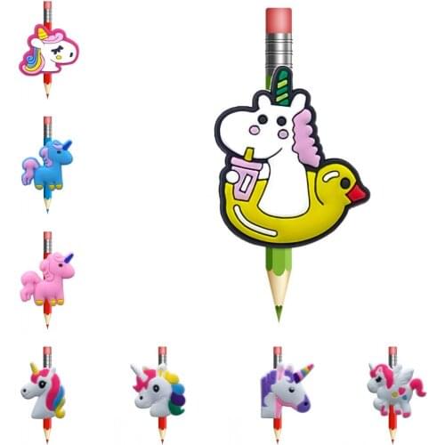 1PCS Unicorn Summer Straw Toppers PVC Pencil Cap Pen Cover Pen Stands School Case Students Stationery Straw Stethoscope Charms