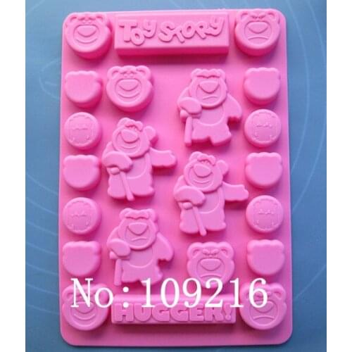 1pcs New style Many Holes Bears etc. Green Good Quality 100% Food Grade Silicone Chocolate/Ice/Jelly/Pudding DIY Mould