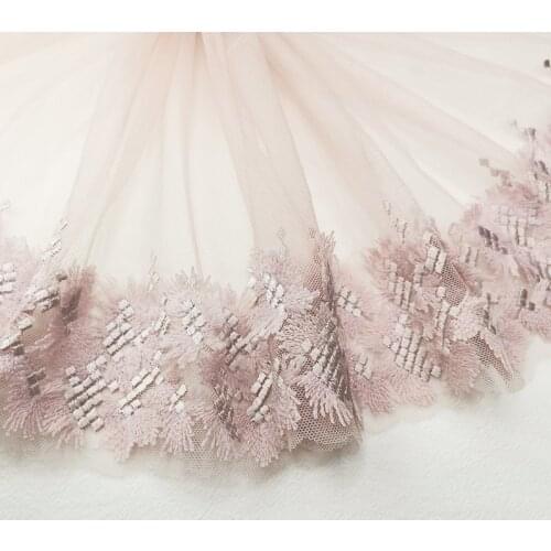 10Meters Mesh Tulle Embroidery Lace Trim 24cm Fabric Ribbon Dress Decoration Garment Material Needlework Sewing Accessories